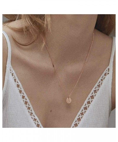 Rose Gold Initial Coin Necklace for Women Dainty Disc Letter Layered Choker Necklace Name Jewelry Gift for Her S $10.94 Neckl...