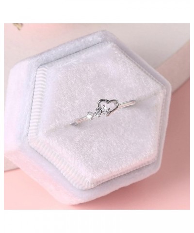 Stacking Rings for Women Teen Girls Silver Love Rhinestone Rings Love Hollow Rhinestone Ring Wedding Band Rings for Women Geo...