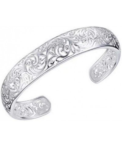 Bracelets, Women's Silver Bezel Hollow Cuff Bangle Open Bracelet Jewelry Gift $6.03 Bracelets