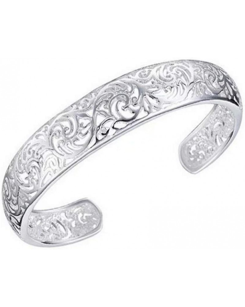 Bracelets, Women's Silver Bezel Hollow Cuff Bangle Open Bracelet Jewelry Gift $6.03 Bracelets