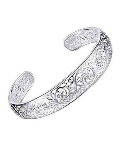 Bracelets, Women's Silver Bezel Hollow Cuff Bangle Open Bracelet Jewelry Gift $6.03 Bracelets