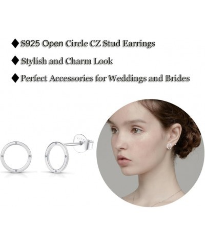 Stylish Charm Minimalist Dainty 925 Sterling Silver CZ Geometry Circle Stud Earrings Bridal Jewelry for Women Girls Wedding C...