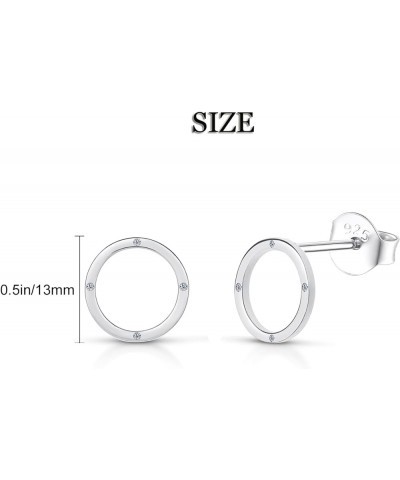 Stylish Charm Minimalist Dainty 925 Sterling Silver CZ Geometry Circle Stud Earrings Bridal Jewelry for Women Girls Wedding C...