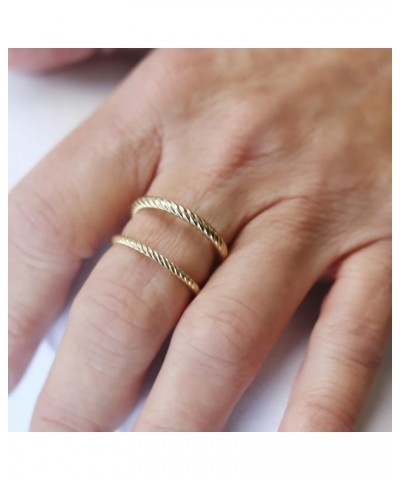 Solid 14K Yellow Gold Twisted Cable Stacking Rings for Women - Mix + Match Stackable Ring US Women's Ring Size 5 to 9 1.75mm ...