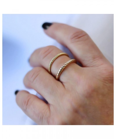 Solid 14K Yellow Gold Twisted Cable Stacking Rings for Women - Mix + Match Stackable Ring US Women's Ring Size 5 to 9 1.75mm ...