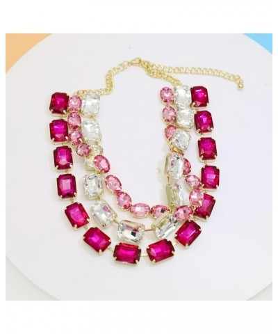 Colorful Crystal Rhinestone Choker Collar Necklace For Women Twisted 3 Strand Statement Necklace Trendy Sparkly Gold Neck Cha...