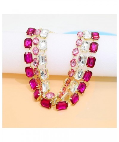 Colorful Crystal Rhinestone Choker Collar Necklace For Women Twisted 3 Strand Statement Necklace Trendy Sparkly Gold Neck Cha...