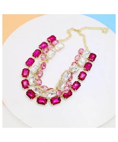 Colorful Crystal Rhinestone Choker Collar Necklace For Women Twisted 3 Strand Statement Necklace Trendy Sparkly Gold Neck Cha...