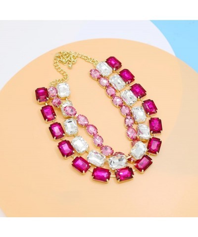 Colorful Crystal Rhinestone Choker Collar Necklace For Women Twisted 3 Strand Statement Necklace Trendy Sparkly Gold Neck Cha...