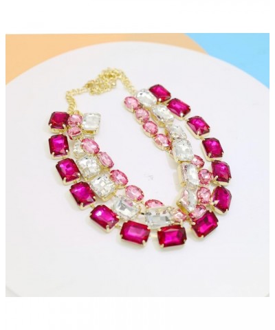 Colorful Crystal Rhinestone Choker Collar Necklace For Women Twisted 3 Strand Statement Necklace Trendy Sparkly Gold Neck Cha...