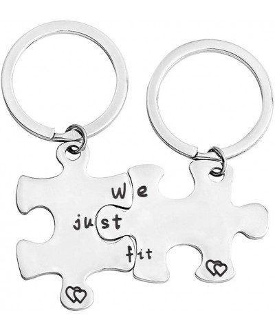 We Just Fit Puzzle Piece Keychain Set Gift For Couples Best Friends Just Fit Keychanin $10.74 Others