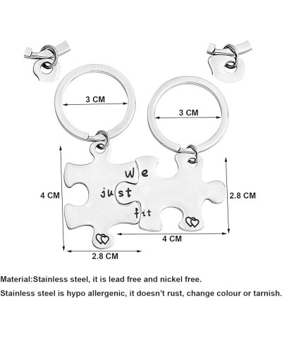 We Just Fit Puzzle Piece Keychain Set Gift For Couples Best Friends Just Fit Keychanin $10.74 Others