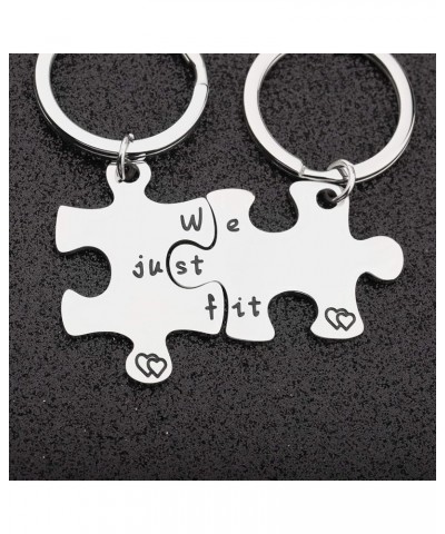 We Just Fit Puzzle Piece Keychain Set Gift For Couples Best Friends Just Fit Keychanin $10.74 Others