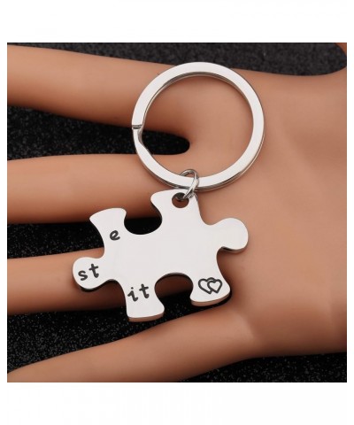 We Just Fit Puzzle Piece Keychain Set Gift For Couples Best Friends Just Fit Keychanin $10.74 Others