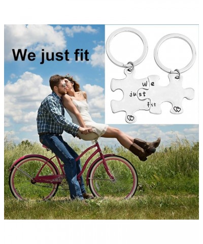 We Just Fit Puzzle Piece Keychain Set Gift For Couples Best Friends Just Fit Keychanin $10.74 Others