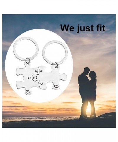 We Just Fit Puzzle Piece Keychain Set Gift For Couples Best Friends Just Fit Keychanin $10.74 Others