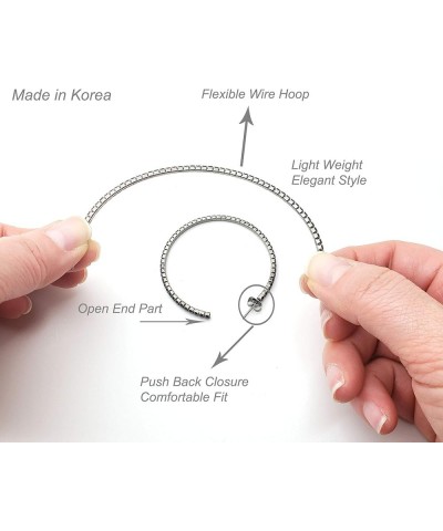 Women's Austrian Crystal Stone Light Weight Flexible Open End Hoop Earring Made in Korea Hematite + Hematite Tone 45.0 Millim...