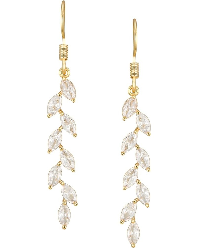 Marquise Wedding Dangle Earrings for Brides Bridesmaid, Crystal Long Bridal Earrings for Women Prom Gold $9.24 Earrings