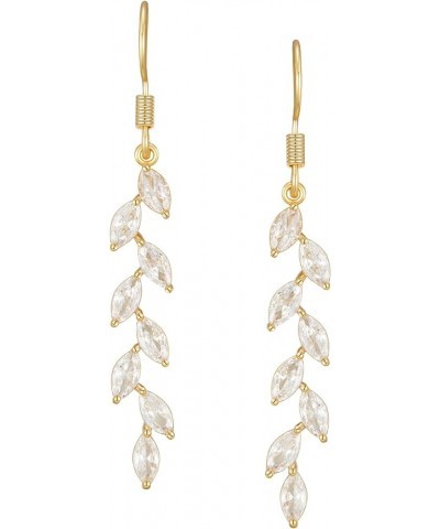 Marquise Wedding Dangle Earrings for Brides Bridesmaid, Crystal Long Bridal Earrings for Women Prom Gold $9.24 Earrings