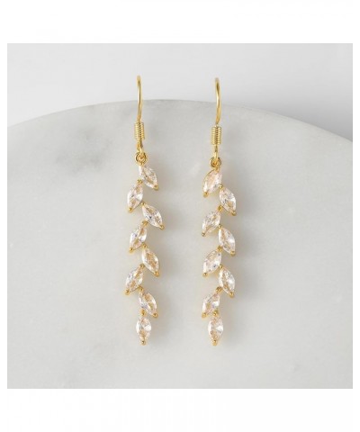 Marquise Wedding Dangle Earrings for Brides Bridesmaid, Crystal Long Bridal Earrings for Women Prom Gold $9.24 Earrings