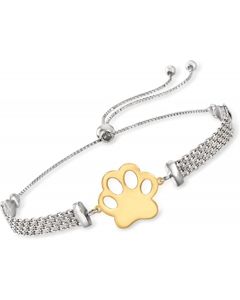 Two-Tone Sterling Silver Paw Print Bismark-Link Bolo Bracelet $28.16 Bracelets