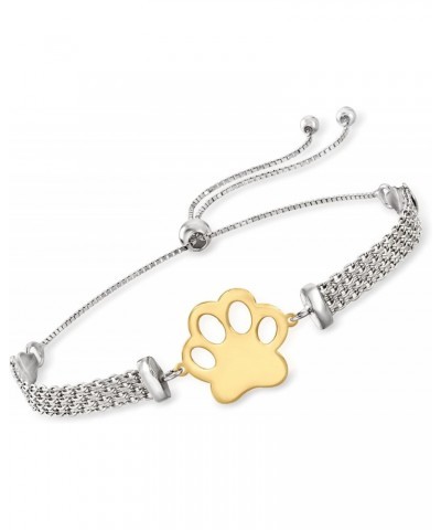 Two-Tone Sterling Silver Paw Print Bismark-Link Bolo Bracelet $28.16 Bracelets