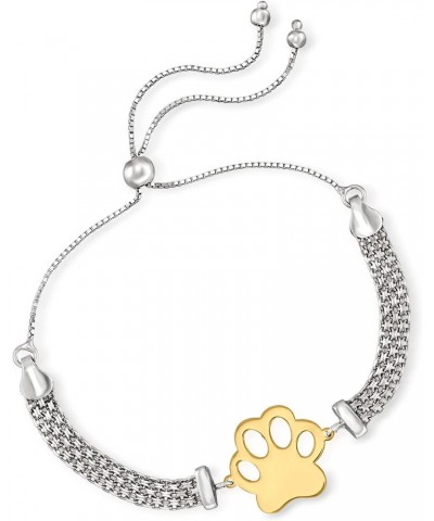 Two-Tone Sterling Silver Paw Print Bismark-Link Bolo Bracelet $28.16 Bracelets