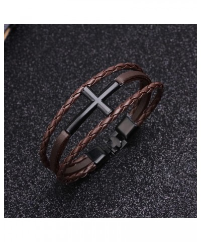 3PCS/Set Punk Cool Leather Woven Bracelet for Men/Women Vintage Cross Braided Wrist Cuff Bangle Black Brown White $8.63 Brace...