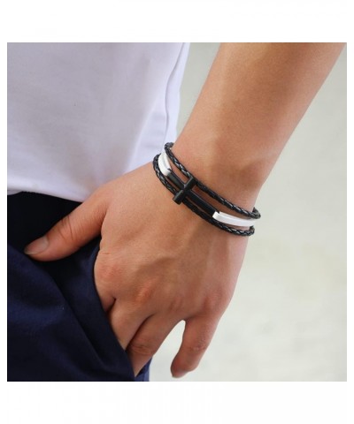 3PCS/Set Punk Cool Leather Woven Bracelet for Men/Women Vintage Cross Braided Wrist Cuff Bangle Black Brown White $8.63 Brace...