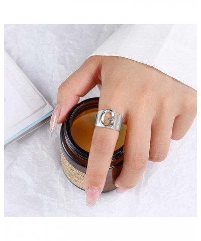 Initial Ring Gold Letter Rings for Women Chunky Gold Rings for Women Adjustable Rings Initial Jewelry M-Silver $7.64 Rings