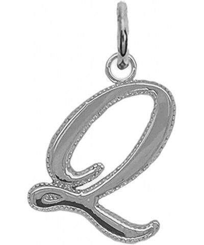 Solid Sterling Silver Personalized Initial Letter Pendant, Cursive-Style A-Z Initial Pendant For Women And Men, Letter Pendan...