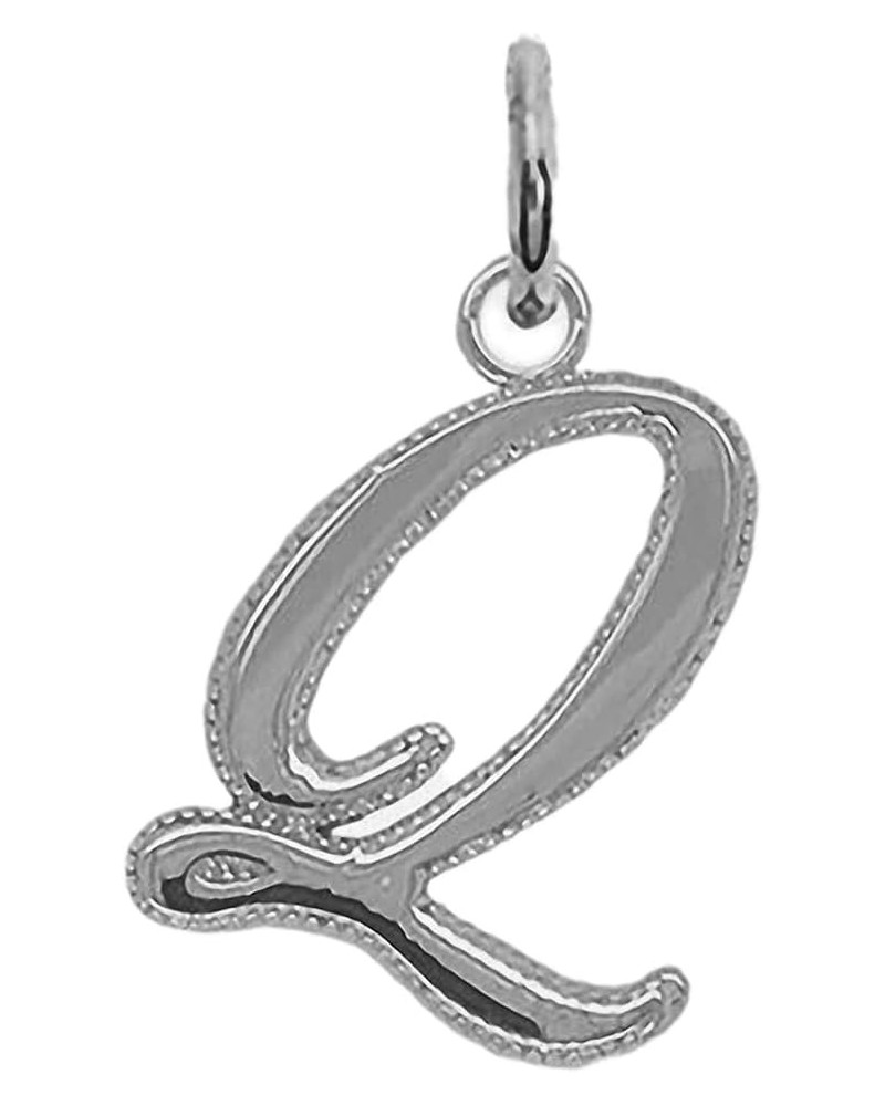 Solid Sterling Silver Personalized Initial Letter Pendant, Cursive-Style A-Z Initial Pendant For Women And Men, Letter Pendan...