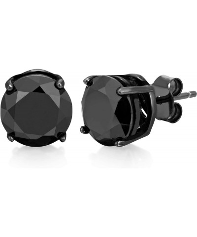 Round Black Cubic Zirconia Stud Earrings in Black-Rhodium Sterling Silver 10mm (14.40 tcw) $9.12 Earrings