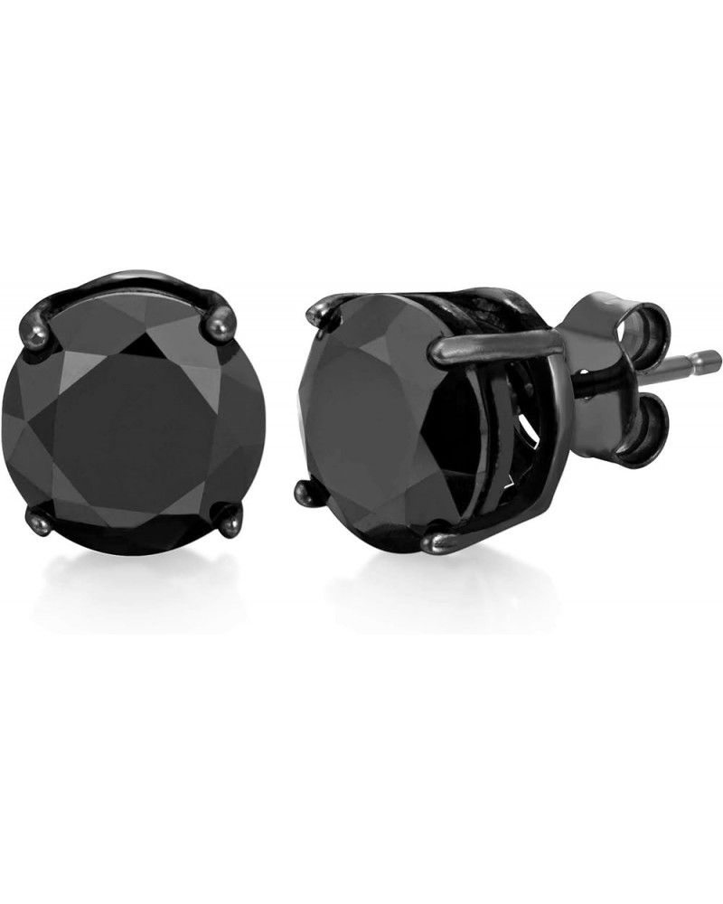 Round Black Cubic Zirconia Stud Earrings in Black-Rhodium Sterling Silver 10mm (14.40 tcw) $9.12 Earrings