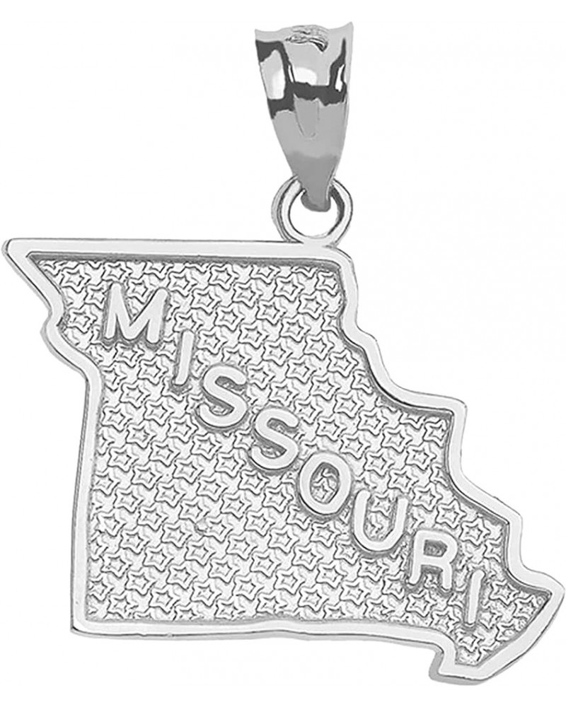 .925 Sterling Silver Dangling USA American State Map with Star Texture Charm Pendant - Choice of State Missouri $11.00 Pendants