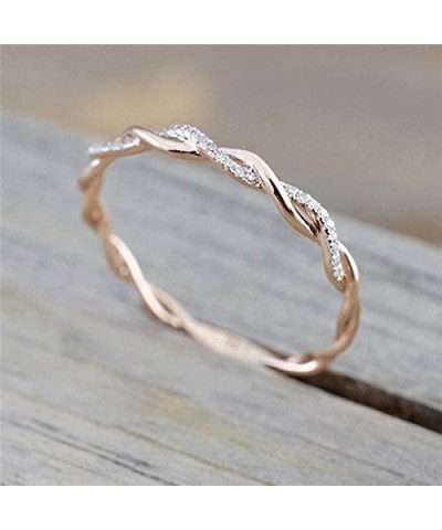 14K Rose Gold Stack Twisted Ring Twist Ring Stackable Diamond Rings Wedding Party Women Fashion Jewelry for Women (10) 10 $7....