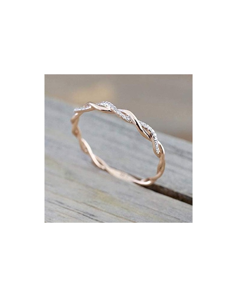 14K Rose Gold Stack Twisted Ring Twist Ring Stackable Diamond Rings Wedding Party Women Fashion Jewelry for Women (10) 10 $7....