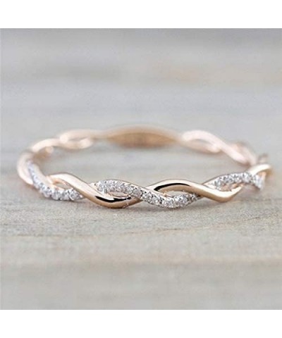 14K Rose Gold Stack Twisted Ring Twist Ring Stackable Diamond Rings Wedding Party Women Fashion Jewelry for Women (10) 10 $7....