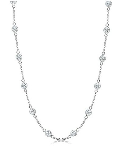 Sterling Silver Italian CZ Station Chain Necklace for Teen and Women 16, 18, 20, 24 Inches 18.0 Inches $10.91 Necklaces