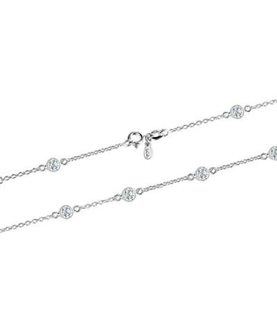 Sterling Silver Italian CZ Station Chain Necklace for Teen and Women 16, 18, 20, 24 Inches 18.0 Inches $10.91 Necklaces