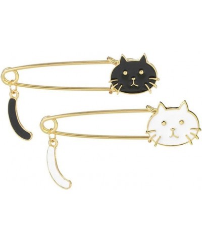 2 Pcs Cute Cat Brooch Black White Cat Brooch Pin Cat Safety Pin Ketty Lapel Pin for Women Men Girls Halloween Jewelry Gifts $...