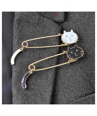 2 Pcs Cute Cat Brooch Black White Cat Brooch Pin Cat Safety Pin Ketty Lapel Pin for Women Men Girls Halloween Jewelry Gifts $...