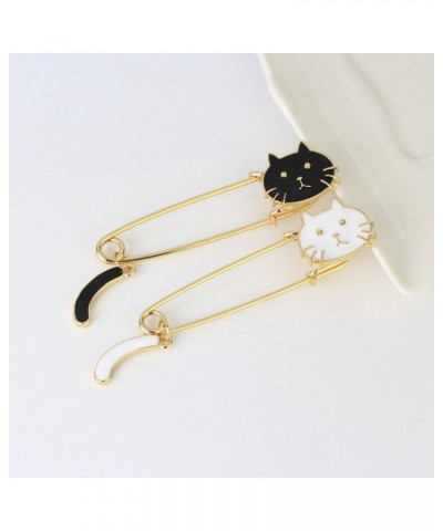 2 Pcs Cute Cat Brooch Black White Cat Brooch Pin Cat Safety Pin Ketty Lapel Pin for Women Men Girls Halloween Jewelry Gifts $...