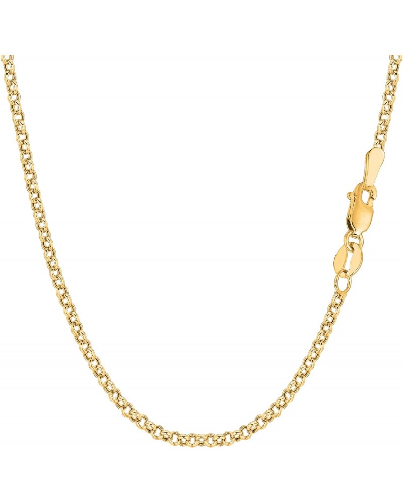 14k Yellow Gold Round Rolo Link Chain Necklace, 2.3mm $183.06 Others