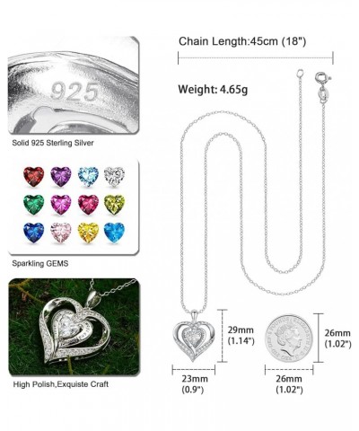 Love Heart Pendant Necklaces for Women 925 Sterling Silver with Birthstone Zirconia Anniversary Birthday Mother's Day Jewelry...