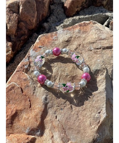 Flower Bracelet Beaded, State Flower Bracelet Souvenir Jewelry Gift For Woman, Garden Botanical Bracelet Mayflower $10.32 Bra...