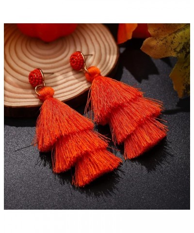 2 Pairs Halloween Thanksgiving Christmas Earrings Beaded Ghost Turkey Christmas Tree Tassel Dangle Earrings Halloween Christm...