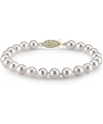 14K Gold 10-11mm AAA Quality Round White Freshwater Cultured Pearl Bracelet for Women 7.5 Inches Yellow Gold $138.24 Bracelets