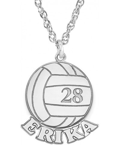 Customized Soccer Basketball Sport Necklace Custom Made with Any Name & Jersey Number Silver- volleyball $13.99 Necklaces