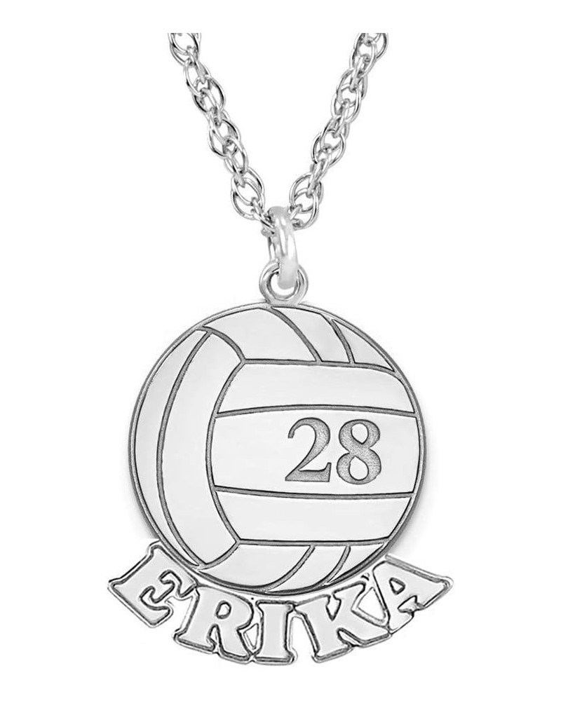 Customized Soccer Basketball Sport Necklace Custom Made with Any Name & Jersey Number Silver- volleyball $13.99 Necklaces